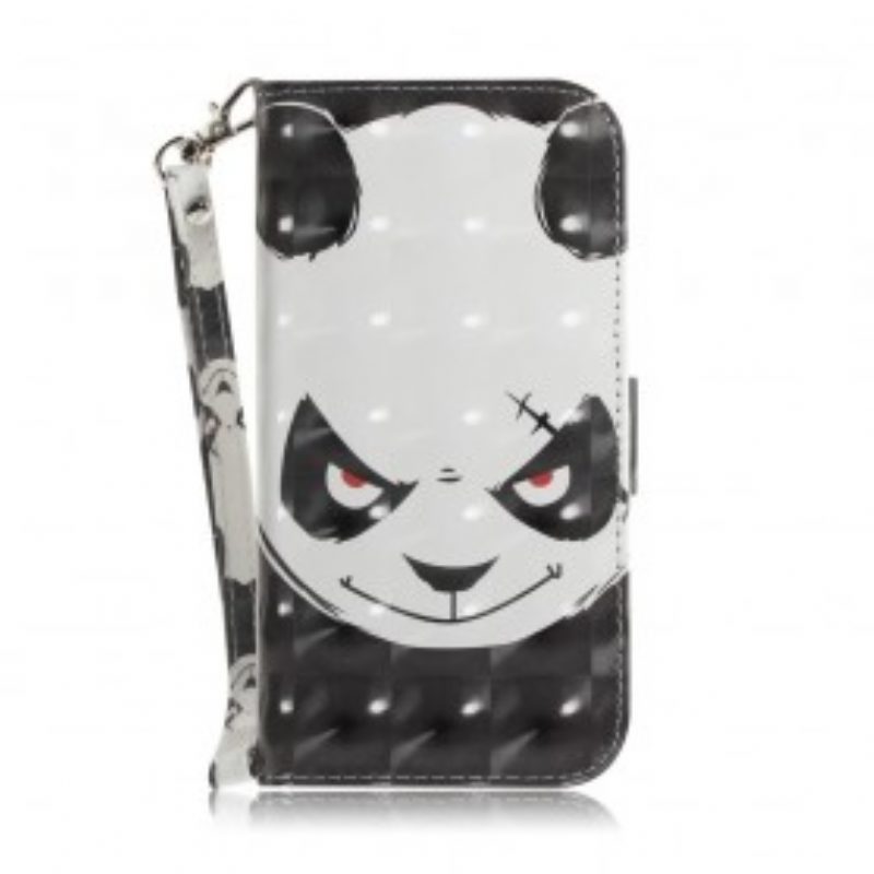 Custodia in pelle Samsung Galaxy A50 Panda Arrabbiato Con Cordino