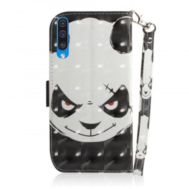 Custodia in pelle Samsung Galaxy A50 Panda Arrabbiato Con Cordino