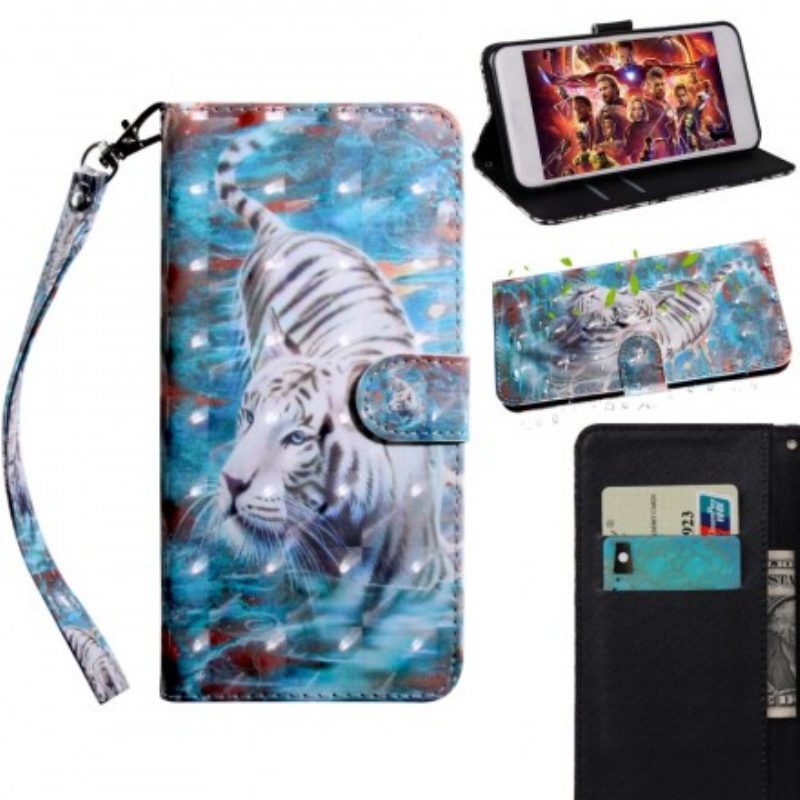 Custodia in pelle Samsung Galaxy A50 Tigre In Acqua