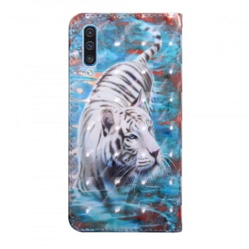 Custodia in pelle Samsung Galaxy A50 Tigre In Acqua