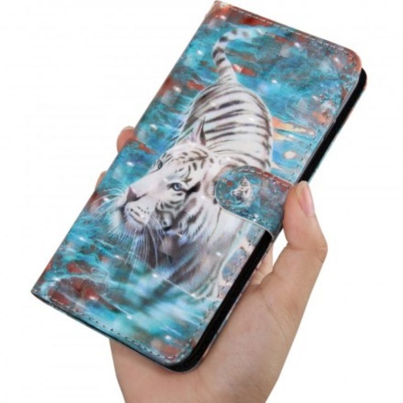 Custodia in pelle Samsung Galaxy A50 Tigre In Acqua