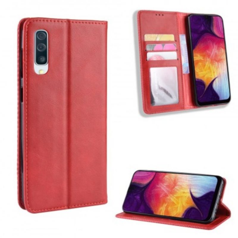 Folio Cover Samsung Galaxy A50 Custodia in pelle Effetto Pelle Vintage Stilizzato