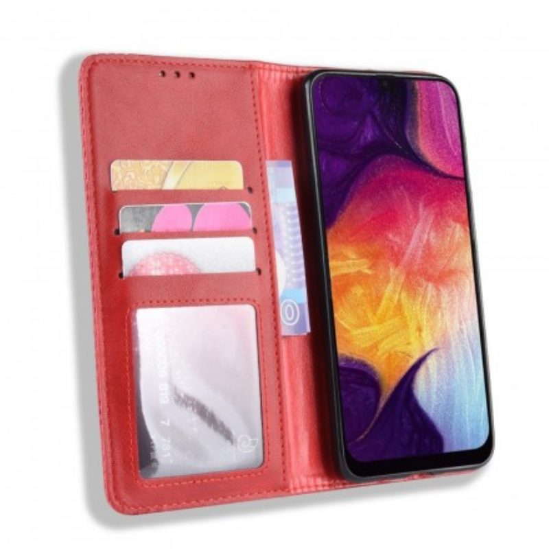 Folio Cover Samsung Galaxy A50 Custodia in pelle Effetto Pelle Vintage Stilizzato