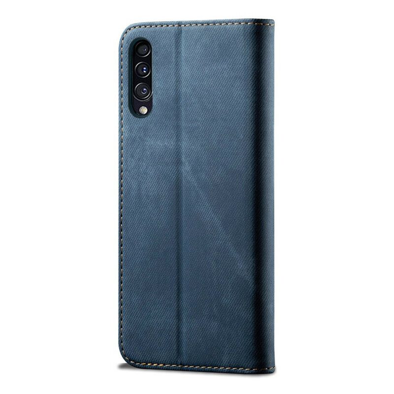 Folio Cover Samsung Galaxy A50 Custodia in pelle Tessuto Denim