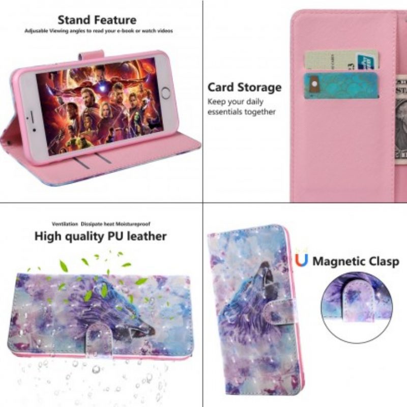 Folio Cover Samsung Galaxy A50 Lupo Dell'acquerello