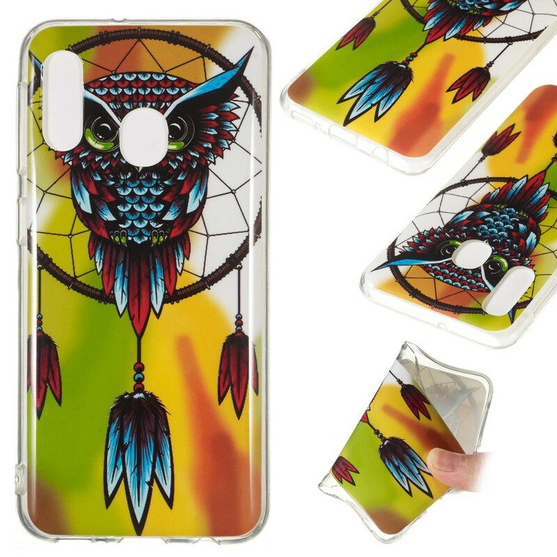 Cover Samsung Galaxy A20e Acchiappasogni Gufo Fluorescente