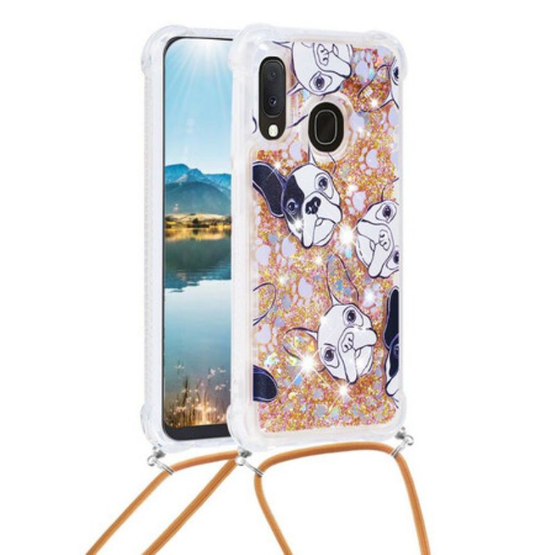 Cover Samsung Galaxy A20e Cani Con Coulisse Di Paillettes