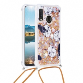 Cover Samsung Galaxy A20e Cani Con Coulisse Di Paillettes