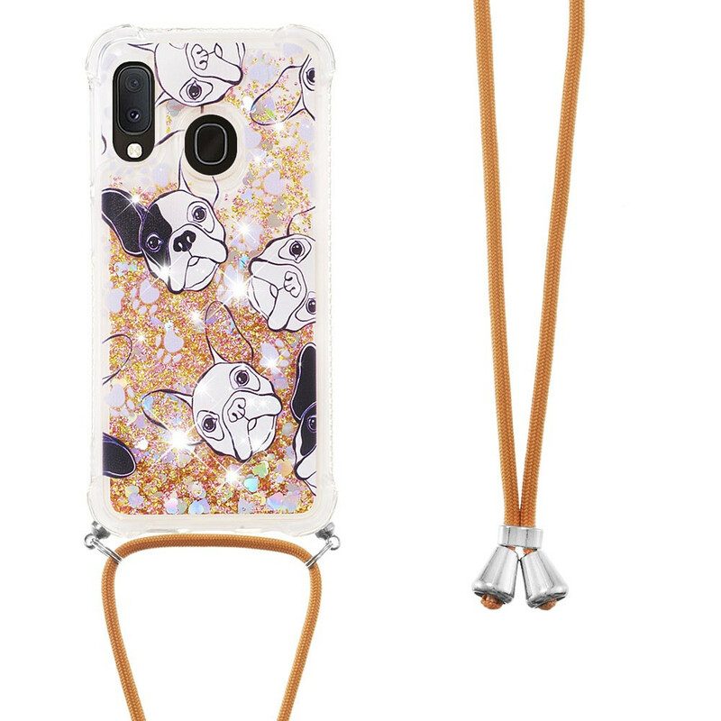 Cover Samsung Galaxy A20e Cani Con Coulisse Di Paillettes