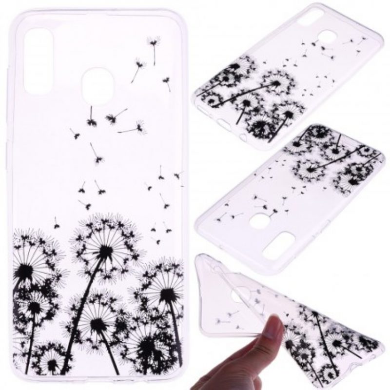 Cover Samsung Galaxy A20e Denti Di Leone Neri Senza Cuciture