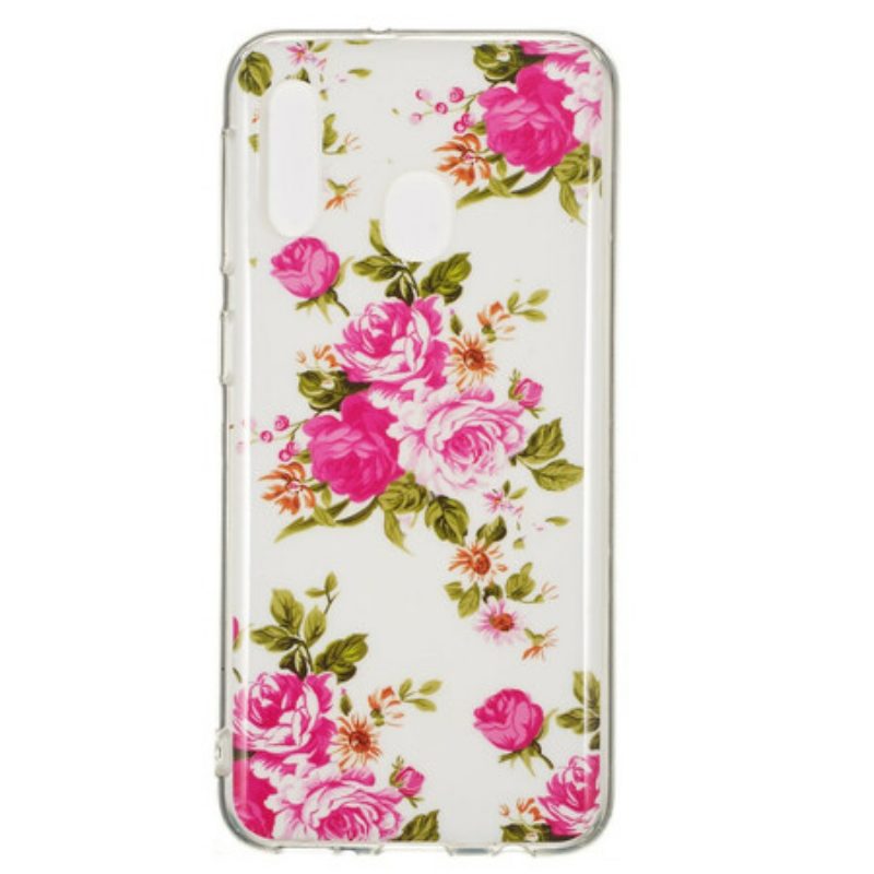 Cover Samsung Galaxy A20e Fiori Liberty Fluorescenti