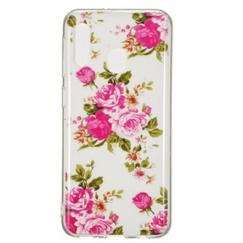 Cover Samsung Galaxy A20e Fiori Liberty Fluorescenti