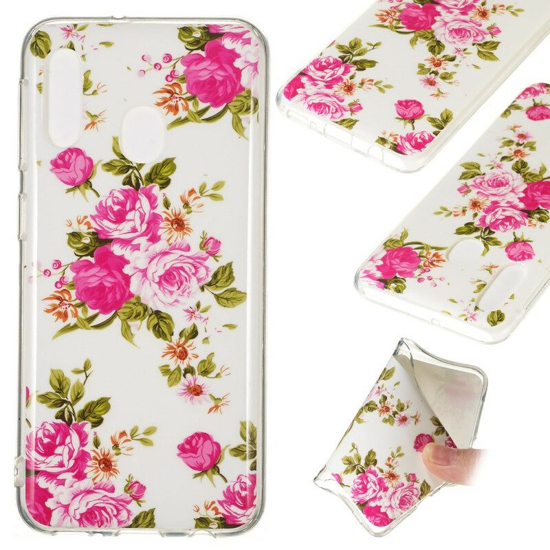 Cover Samsung Galaxy A20e Fiori Liberty Fluorescenti