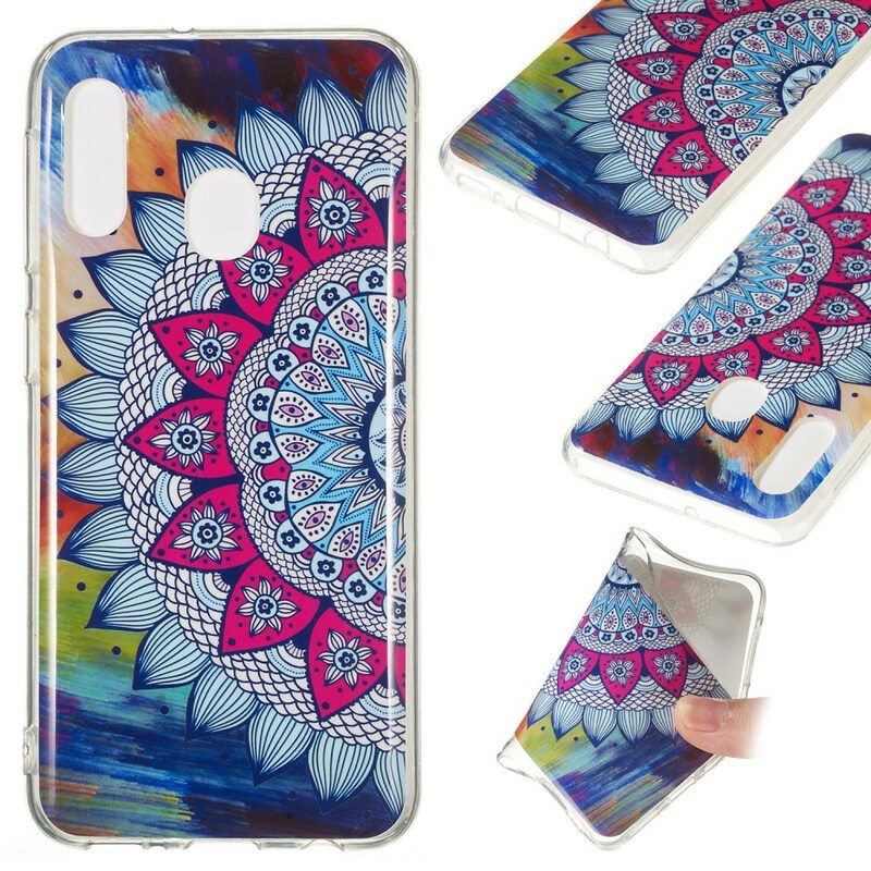 Cover Samsung Galaxy A20e Mandala Colorato Fluorescente