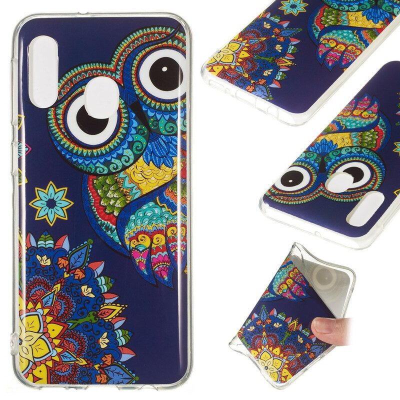 Cover Samsung Galaxy A20e Mandala Gufo Fluorescente