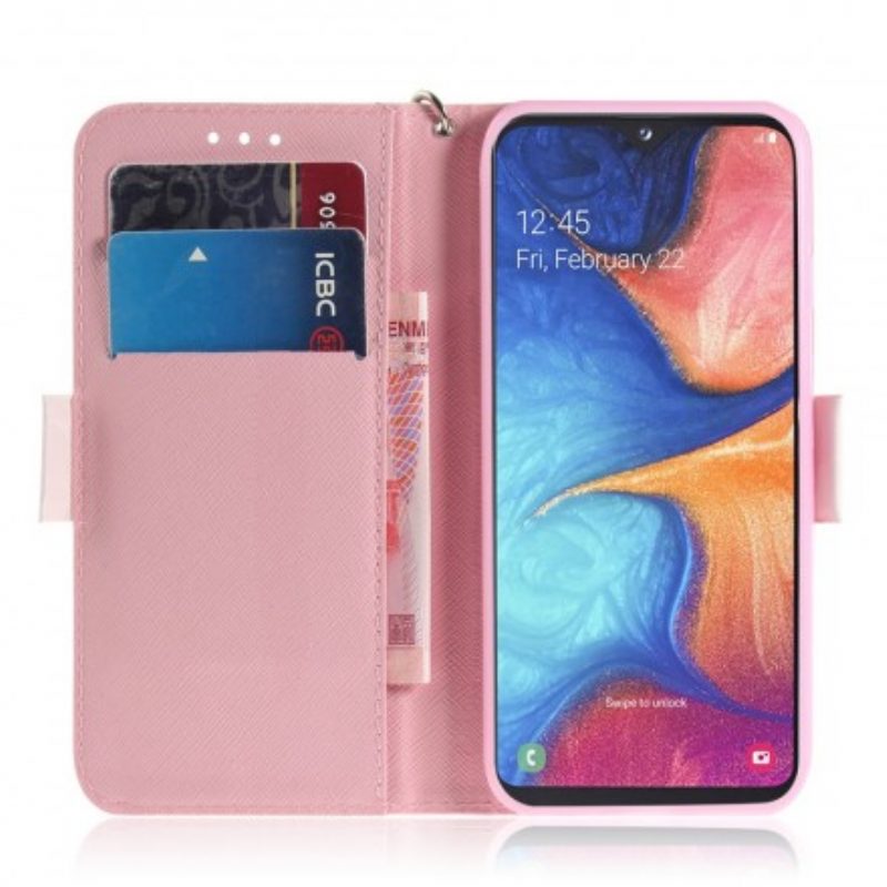 Custodia in pelle Samsung Galaxy A20e Amici Gatto Strappy