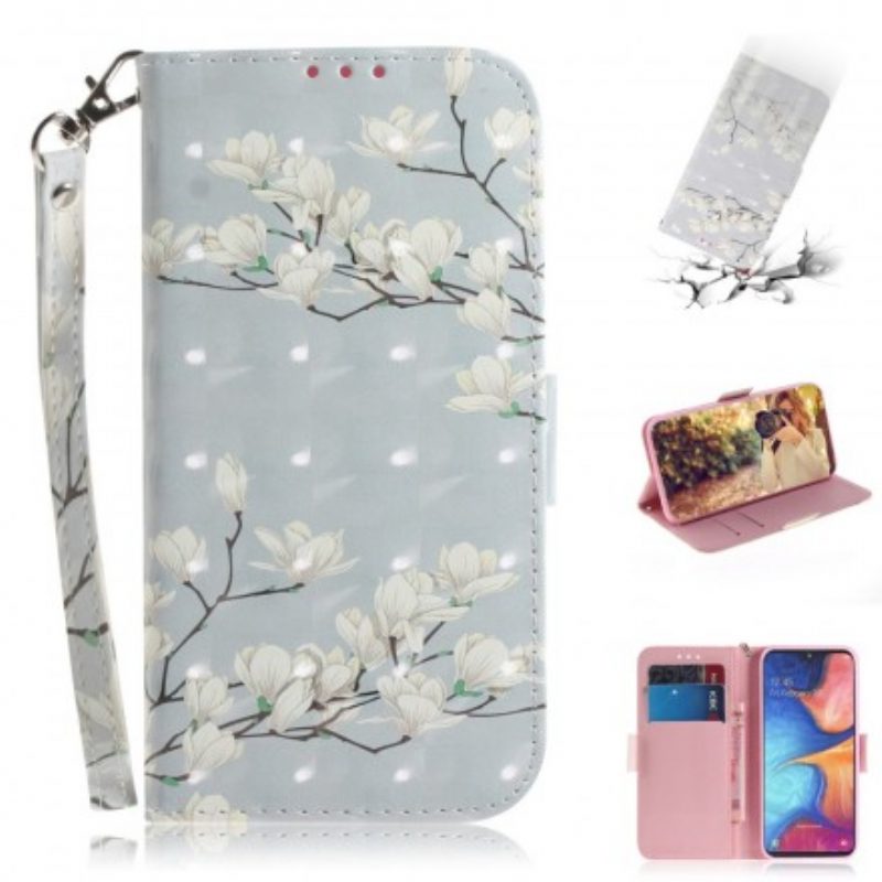 Custodia in pelle Samsung Galaxy A20e Cinghia Fiore Albero