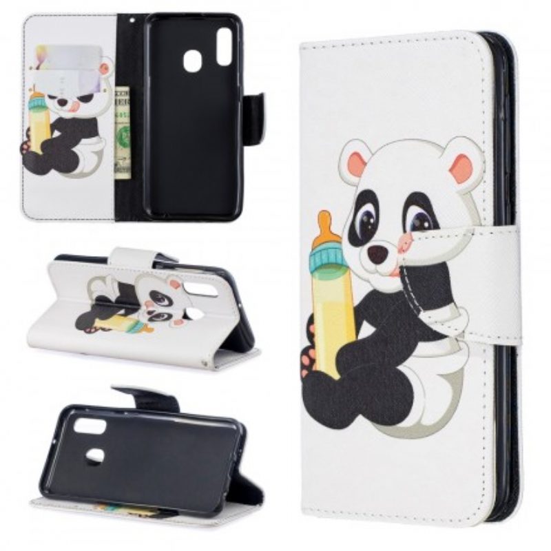 Custodia in pelle Samsung Galaxy A20e Cucciolo Di Panda