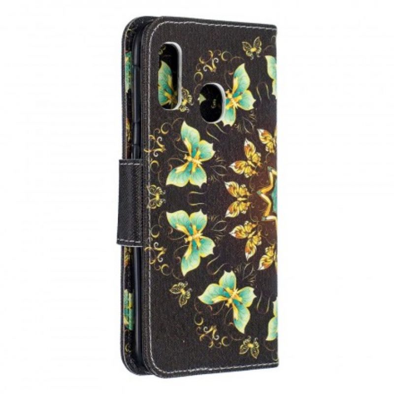 Custodia in pelle Samsung Galaxy A20e Mandala Farfalle