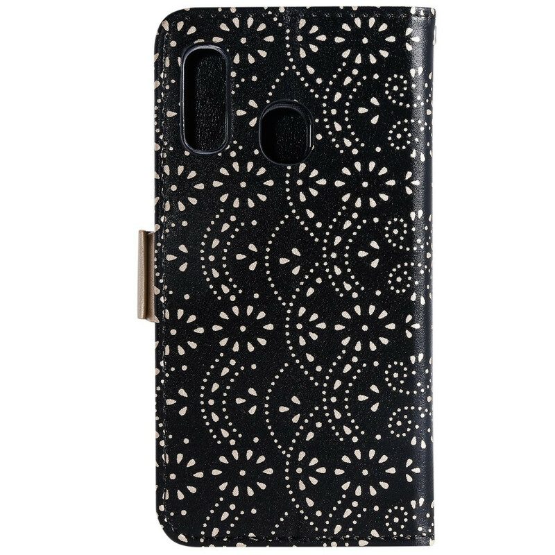 Custodia in pelle Samsung Galaxy A20e Portamonete Con Cinturino In Pizzo