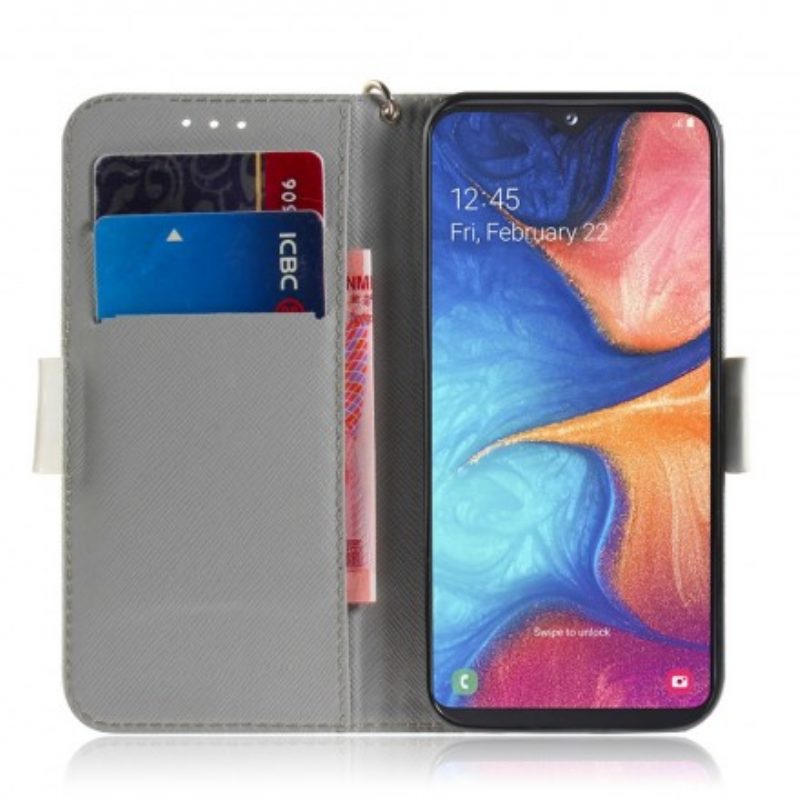 Custodia in pelle Samsung Galaxy A20e Ramo Fiorito Con Cinturino