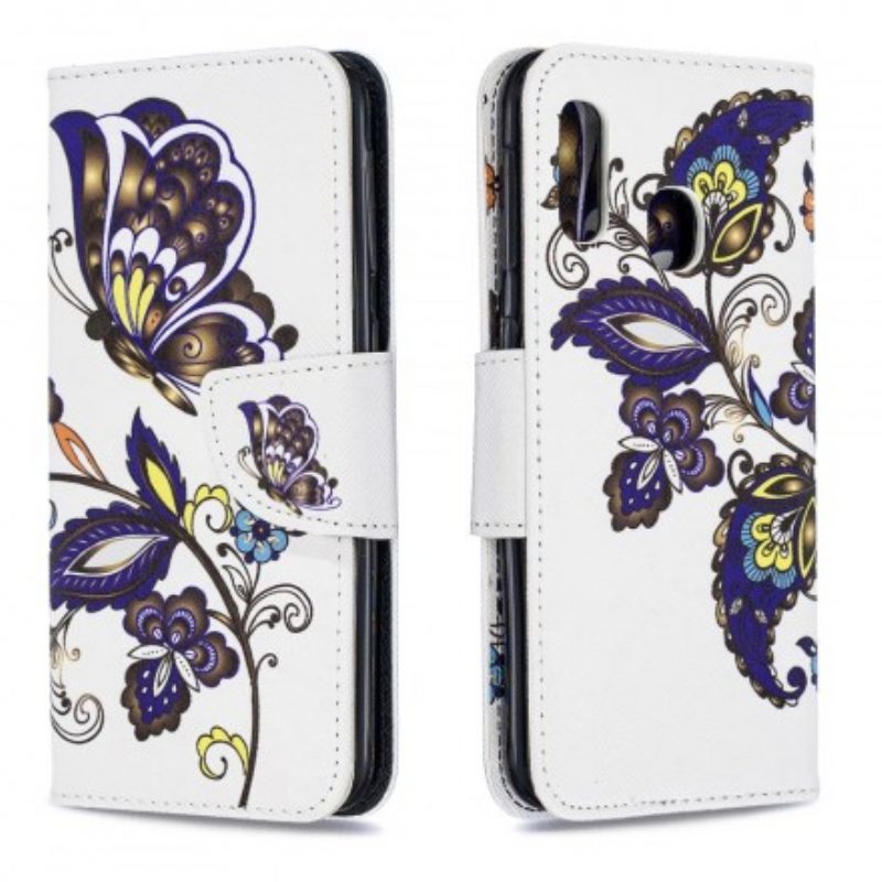 Custodia in pelle Samsung Galaxy A20e Tatuaggio Farfalla