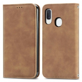 Folio Cover Samsung Galaxy A20e Custodia in pelle Ecopelle Vintage