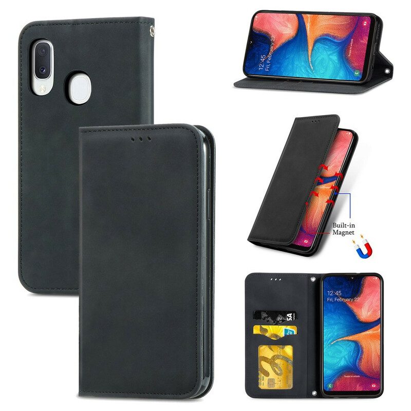 Folio Cover Samsung Galaxy A20e Custodia in pelle Ecopelle Vintage