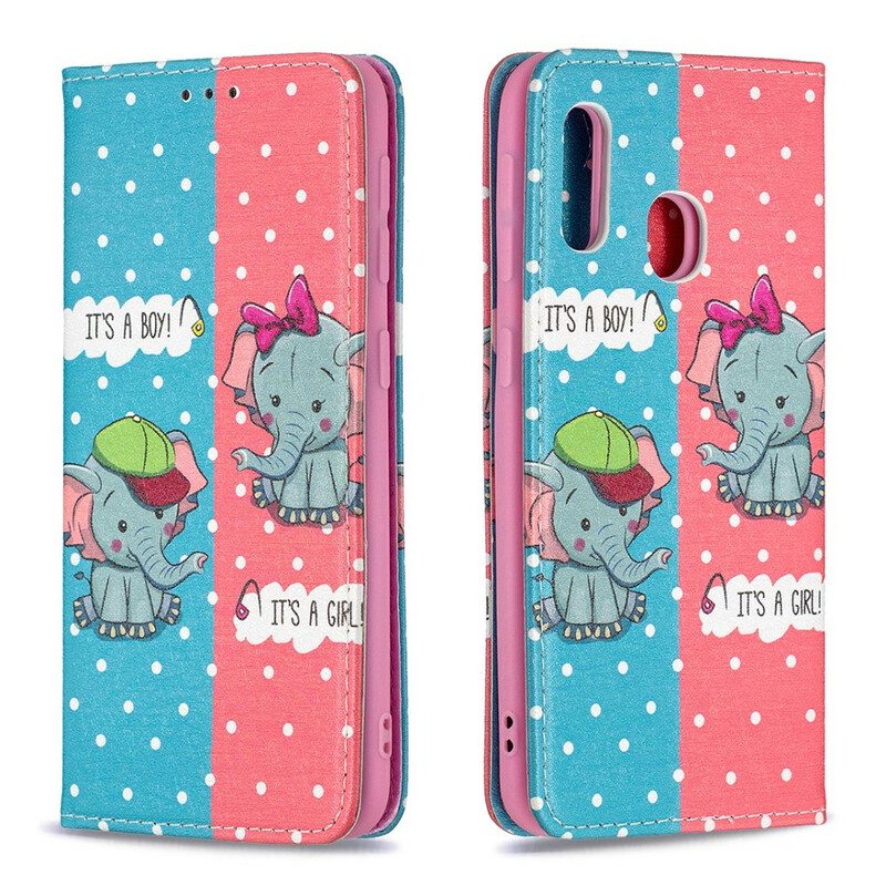 Folio Cover Samsung Galaxy A20e Custodia in pelle Elefantini