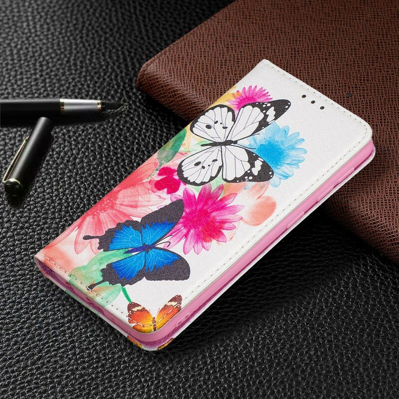 Folio Cover Samsung Galaxy A20e Custodia in pelle Farfalle Colorate