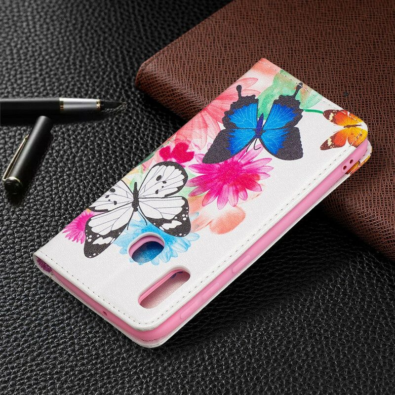 Folio Cover Samsung Galaxy A20e Custodia in pelle Farfalle Colorate