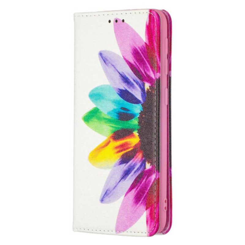 Folio Cover Samsung Galaxy A20e Custodia in pelle Fiore Dell'acquerello