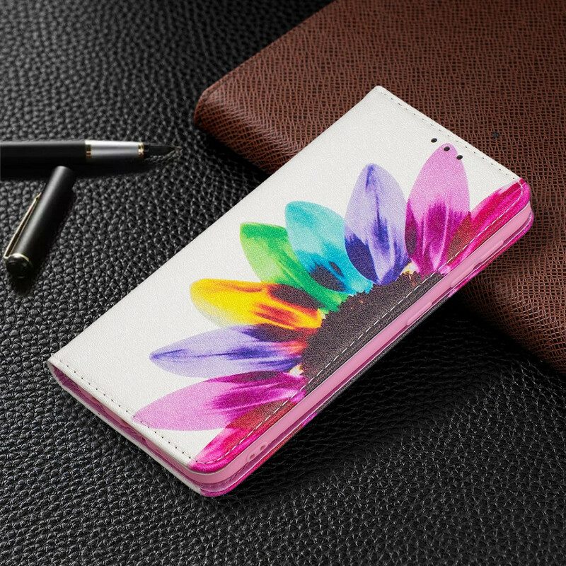 Folio Cover Samsung Galaxy A20e Custodia in pelle Fiore Dell'acquerello