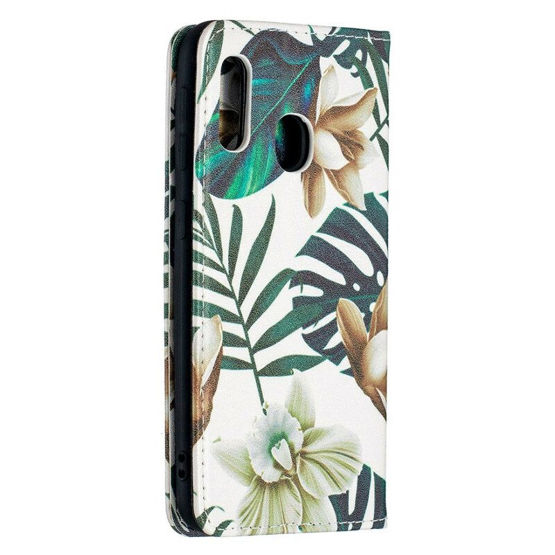 Folio Cover Samsung Galaxy A20e Custodia in pelle Foglie