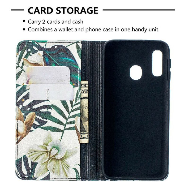 Folio Cover Samsung Galaxy A20e Custodia in pelle Foglie