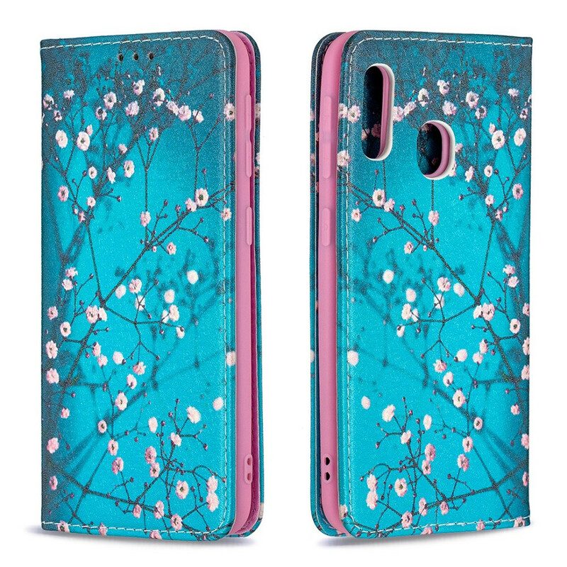 Folio Cover Samsung Galaxy A20e Custodia in pelle Rami Fioriti