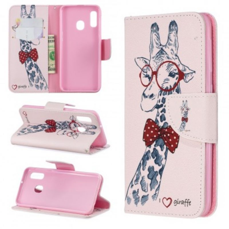 Folio Cover Samsung Galaxy A20e Giraffa Intelligente