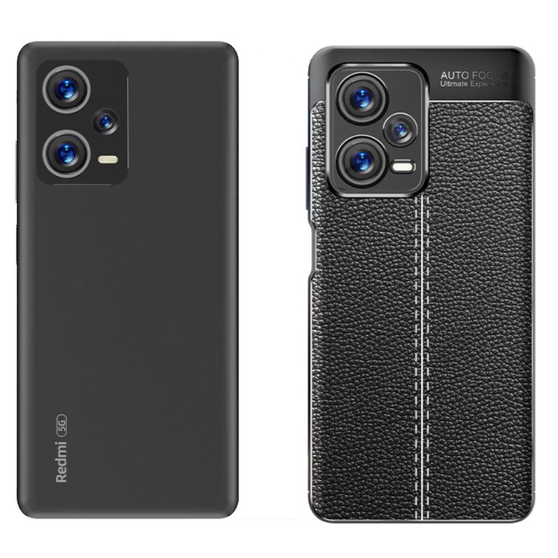 Cover Xiaomi Redmi Note 12 Pro Plus Doppia Linea Litchi Effetto Pelle