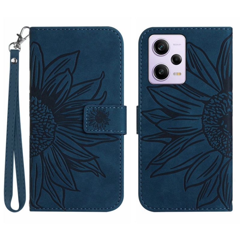 Custodia A Portafoglio Xiaomi Redmi Note 12 Pro Plus Fiore Con Cordino