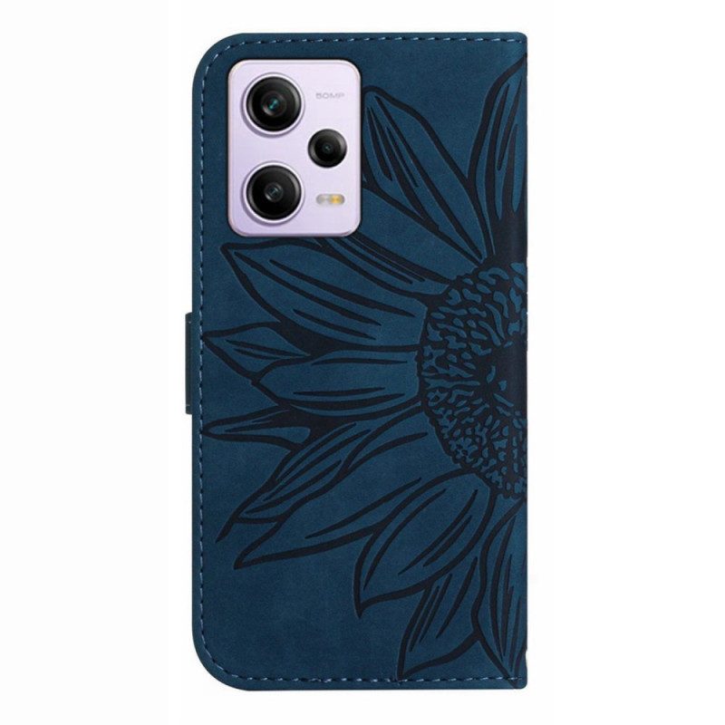 Custodia A Portafoglio Xiaomi Redmi Note 12 Pro Plus Fiore Con Cordino