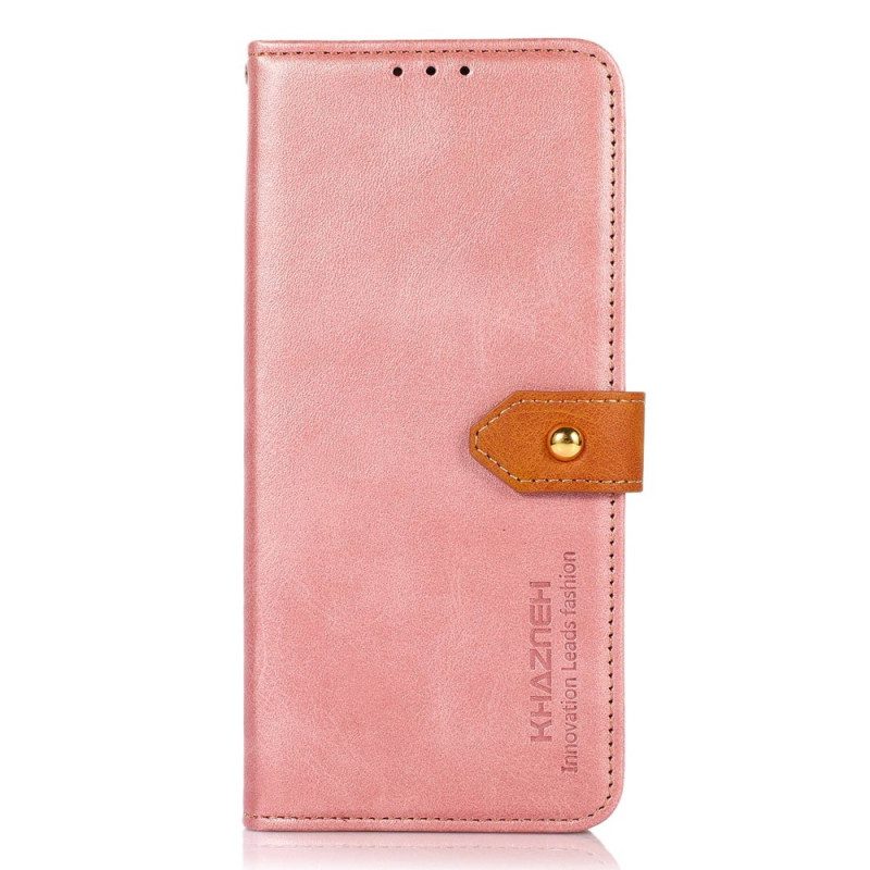 Custodia in pelle Xiaomi Redmi Note 12 Pro Plus Chiusura Dorata Bicolore Khazneh