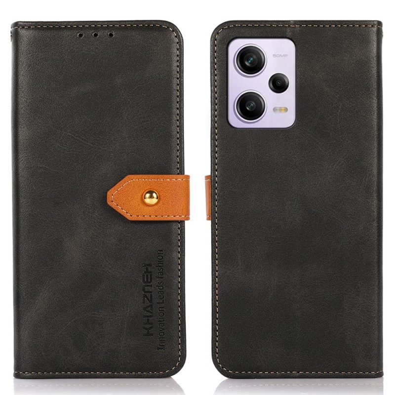 Custodia in pelle Xiaomi Redmi Note 12 Pro Plus Chiusura Dorata Bicolore Khazneh