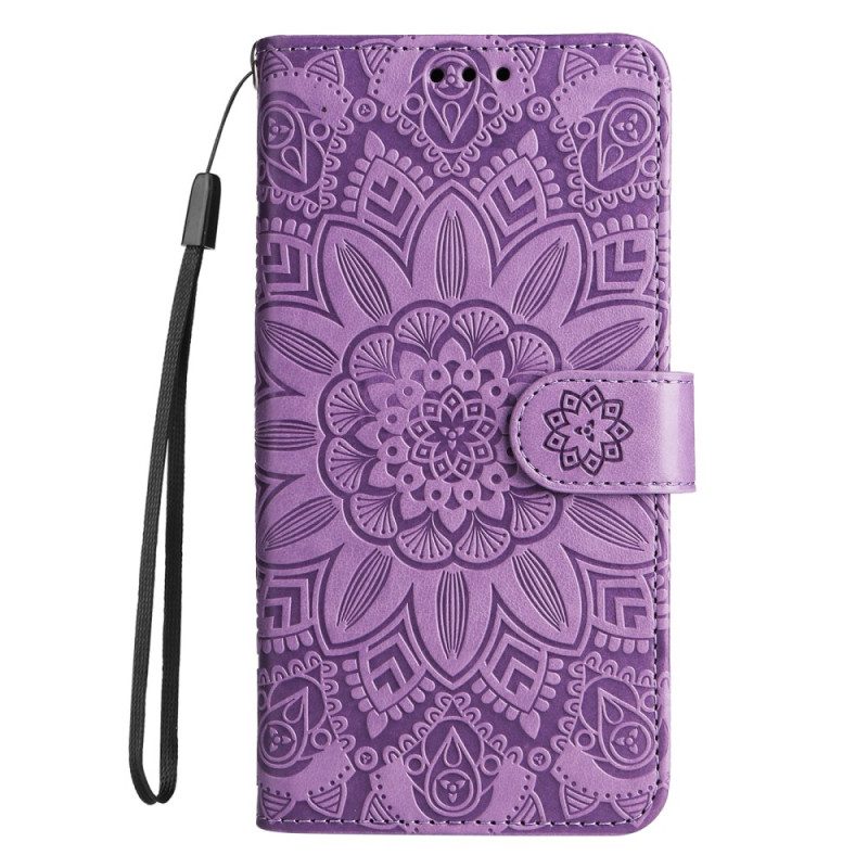 Custodia in pelle Xiaomi Redmi Note 12 Pro Plus Decorazione Mandala Con Cinturino