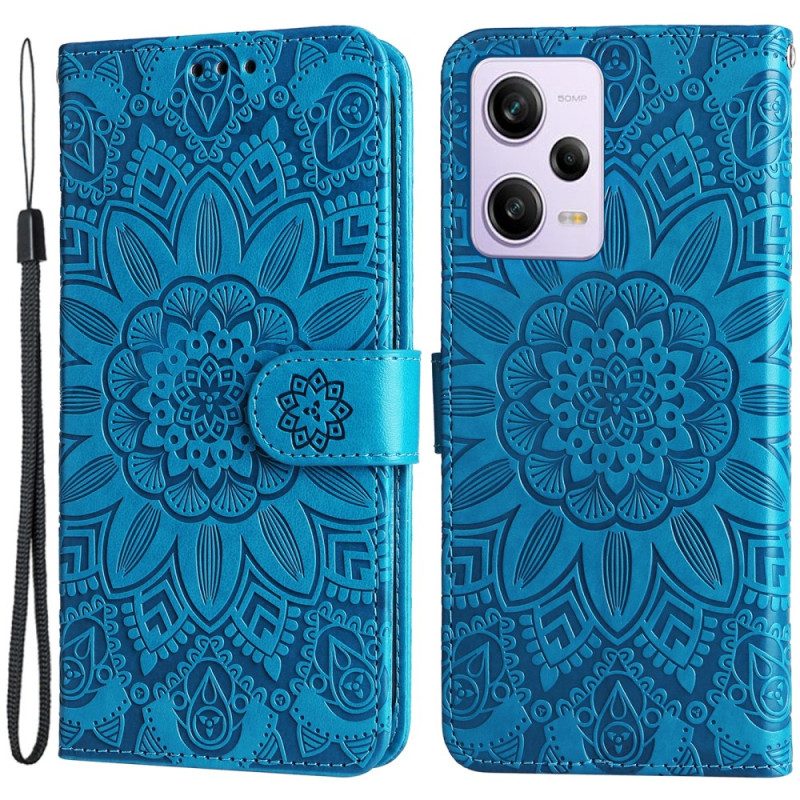 Custodia in pelle Xiaomi Redmi Note 12 Pro Plus Decorazione Mandala Con Cinturino