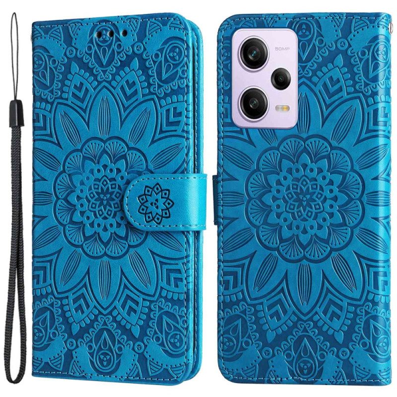 Custodia in pelle Xiaomi Redmi Note 12 Pro Plus Decorazione Mandala Con Cinturino