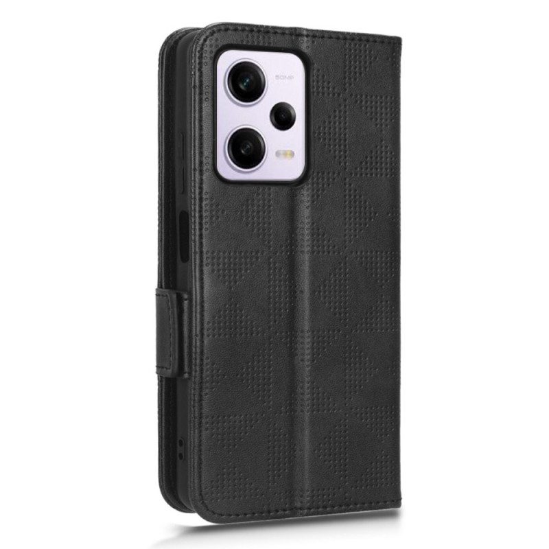 Custodia in pelle Xiaomi Redmi Note 12 Pro Plus Triangoli Con Cordino