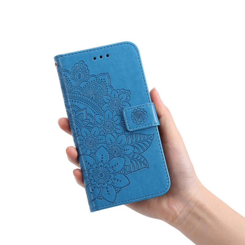 Custodia in pelle Poco X5 Pro 5G Cinghia Fiore Mandala