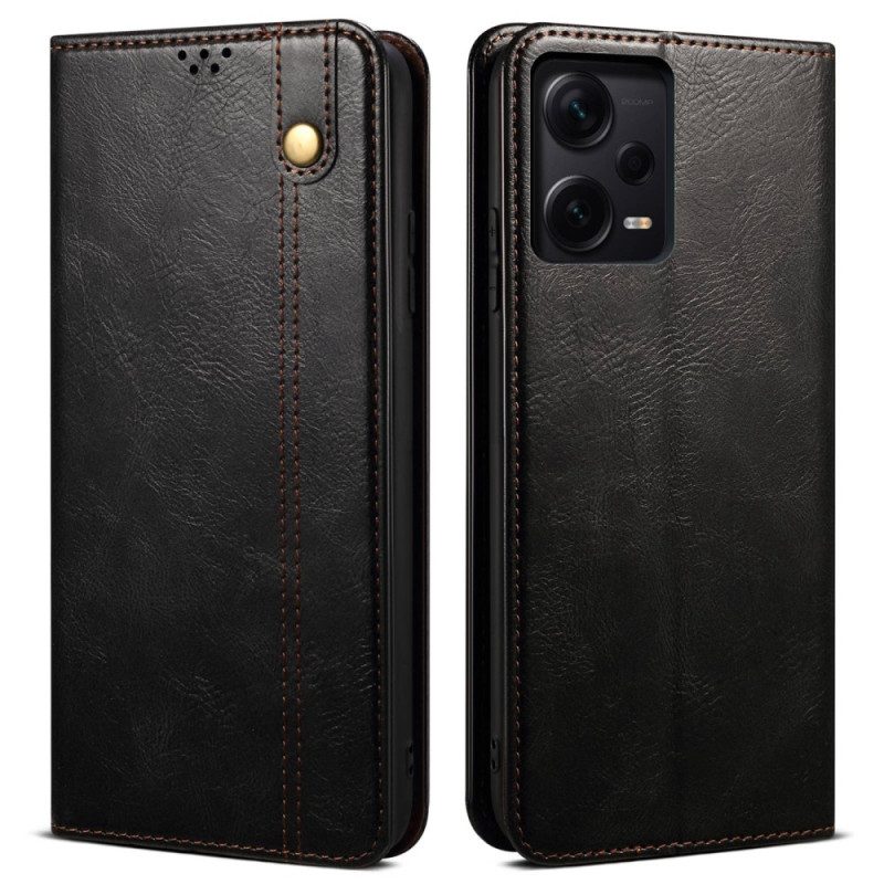 Folio Cover Poco X5 Pro 5G Custodia in pelle Pelle Cerata