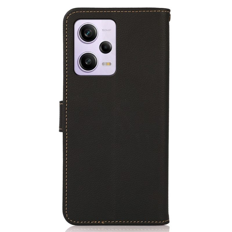 Folio Cover Poco X5 Pro 5G Khazneh Rfid In Vera Pelle