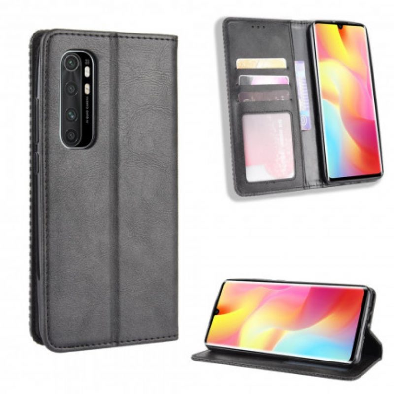 Folio Cover Xiaomi Mi Note 10 Lite Custodia in pelle Effetto Pelle Vintage Stilizzato